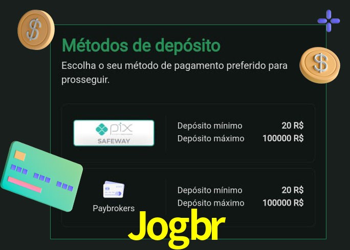 O cassino Jogbr oferece uma grande variedade de métodos de pagamento